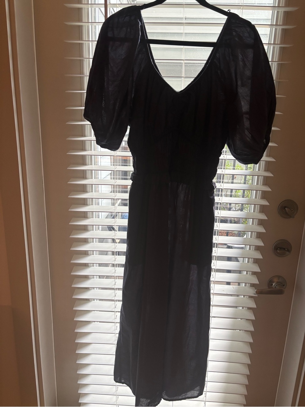 Old Navy navy Sheer Puff-Sleeve Midi Dress